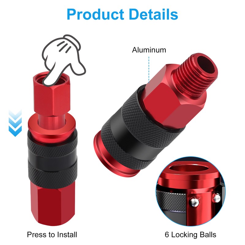 1/4" NPT Air Coupler and Plug Kit, Aluminum Quick Connect Air Fitting Connector gallery