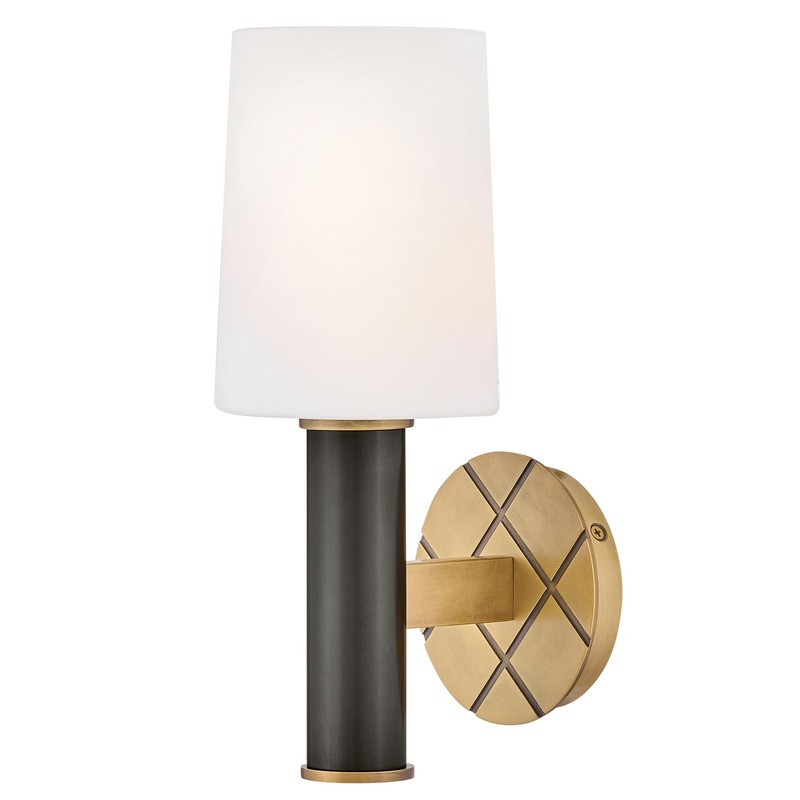 Hinkley Declan Medium Single Light Wall Sconce Etched Opal Glass Tapered Shade