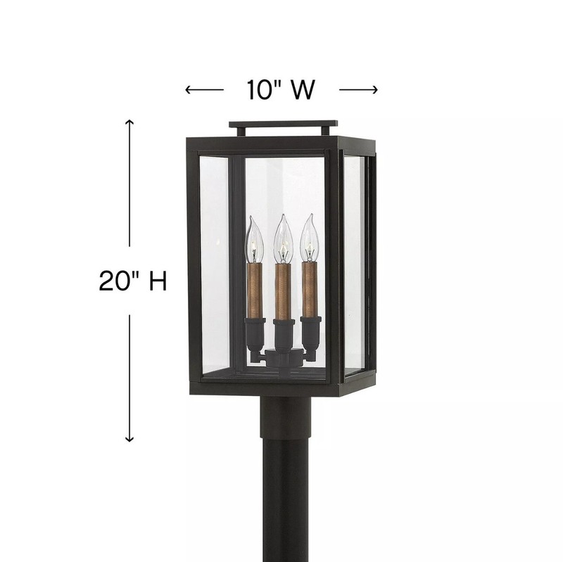 Hinkley Lighting Sutcliffe 3 Light Outdoor Post Top/Pier Mount, Bronze 2911OZ
