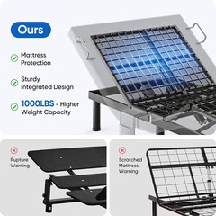Upgraded Adjustable Bed FrameBase With Massage Backlit Remote Twin XL Split King