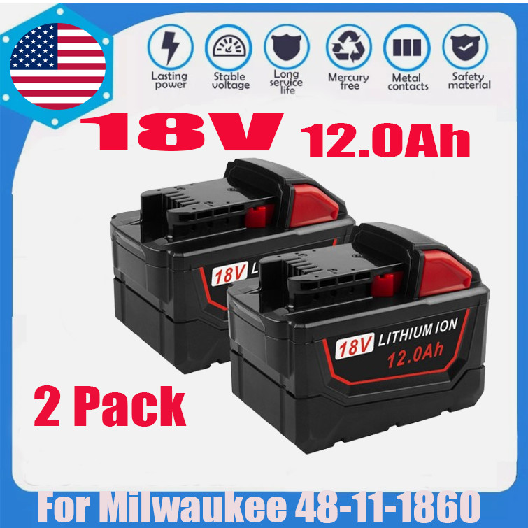 2Pack For Milwaukee for M18 Lithium 12.0Ah Extended Capacity Battery 48-11-1860