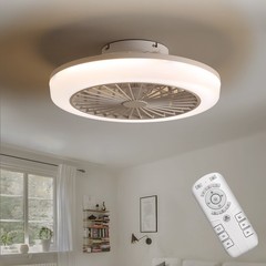 Modern Low Profile Enclosed Led Ceiling Fan 3 Colors Dimmable 6 Speeds Timing