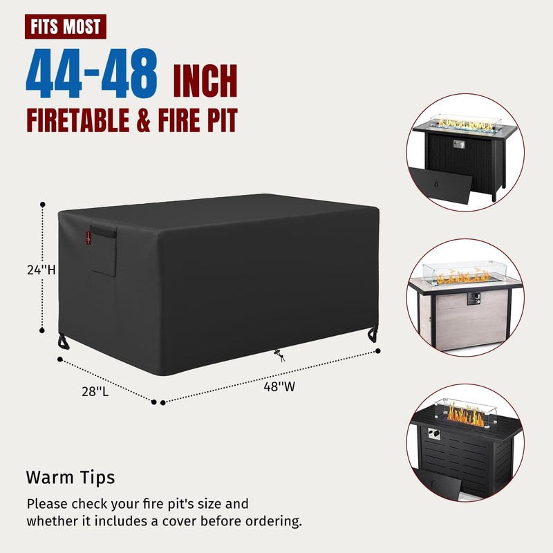 48″ Fire Pit Cover Rectangular Waterproof Heavy Duty Outdoor 48×28×24Inch 420D