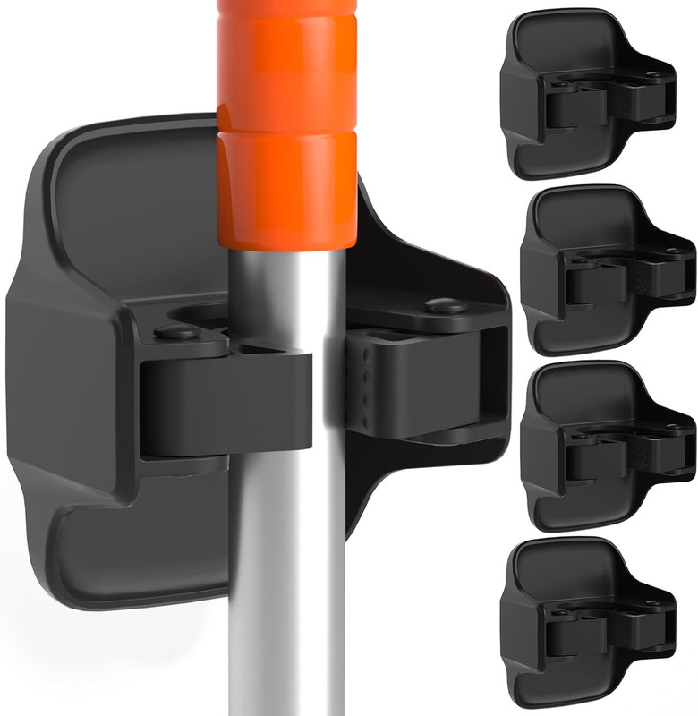 5 Pack Broom Holder Wall Mount Mop Grippers No Drilling Self Adhesive Anti-Slip