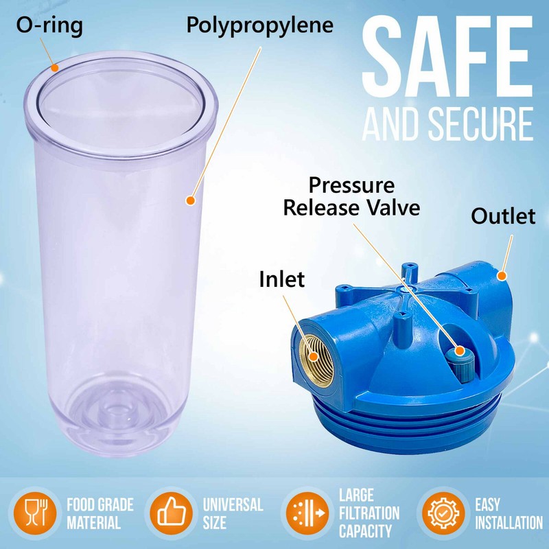 10" Clear Standard Whole House Water Filter System 25 Micron Sediment Filter gallery