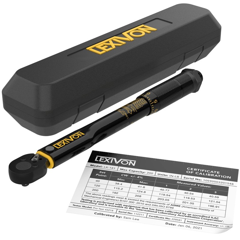 Inch Pound Torque Wrench 1/4-Inch Drive 20~200 in-lb/2.26~22.6 Nm LX-181