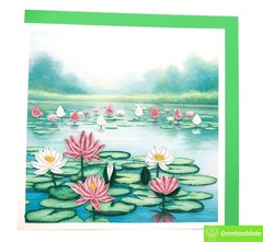 Lotus Reflections Quilling Greeting Card – Unique Dedicated Handmade Art