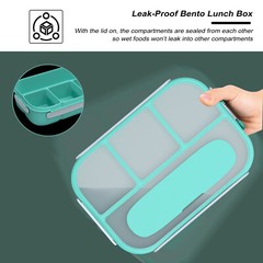 Bento Box Adult Lunch Box, 4 Compartments Lunchable Food Container with Utensils