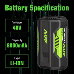 2Pack 8.0Ah Replacement for Ryobi 40V Lithium OP40602 Battery With LED / Charger