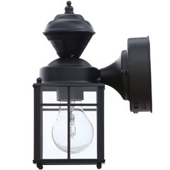 Bayside 9.5 In. 1-Light Farmhouse Matte Black Motion Sensing Outdoor Wall Light