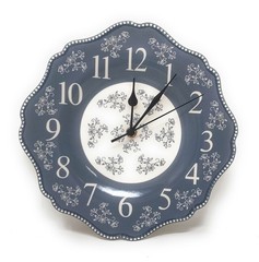 Temp-tations Clock, Ceramic, 10.5 in, Round, Floral Lace Gray K85879 T49856
