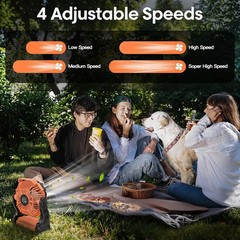 Ventilador portátil de camping 5200 mAh con luz LED, silencioso y recargable