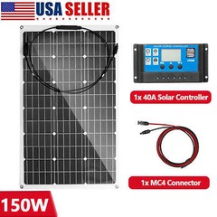 150W 300W 600W 900W 1200W Solar Panel Mono W/ 12V Controller PV Home RV Off Grid