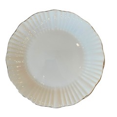 Christian Siriano Porcelain Dinner Plates 10.5in Set of 4 White Gold Trim NEW