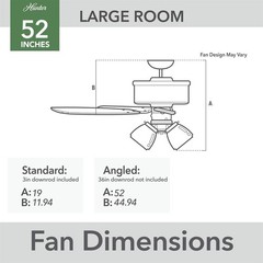 Hunter Fan 52 in Casual Matte Black Indoor Ceiling Fan with Light and Pull Chain