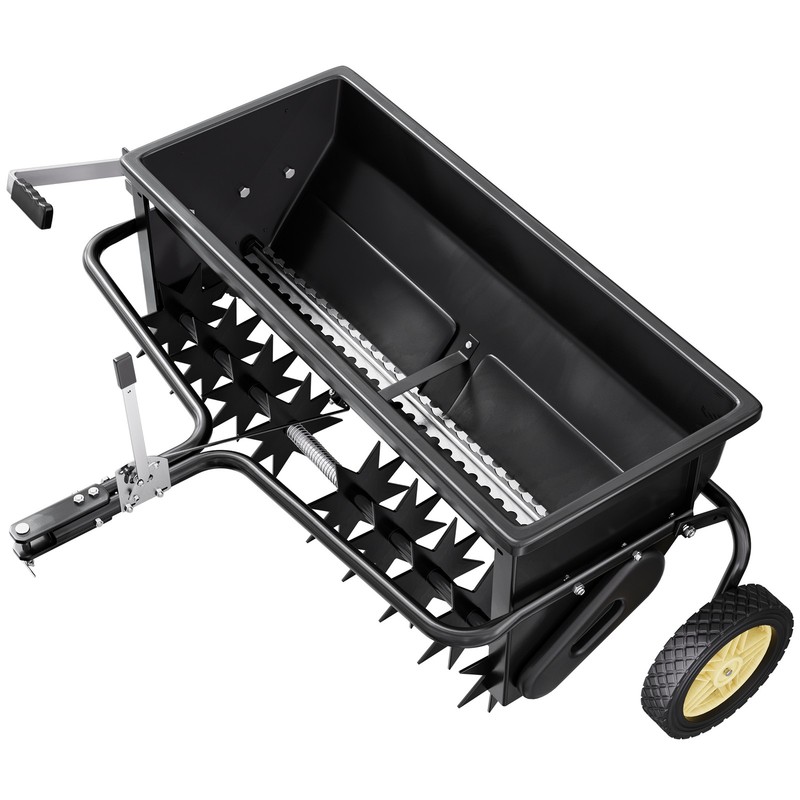 100 lbs Tow-Behind Spreader 32 in Spreading Width Garden Seeder & Soil Aerator