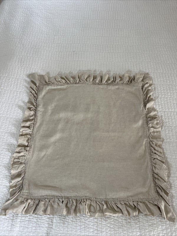 Pottery Barn BELGIAN FLAX LINEN FRINGE RUFFLE EURO Shams Set/2 Flax READ gallery