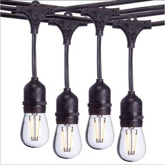 Sterno Home Waterproof Outdoor LED String Lights For Patio, Black, 48 Feet