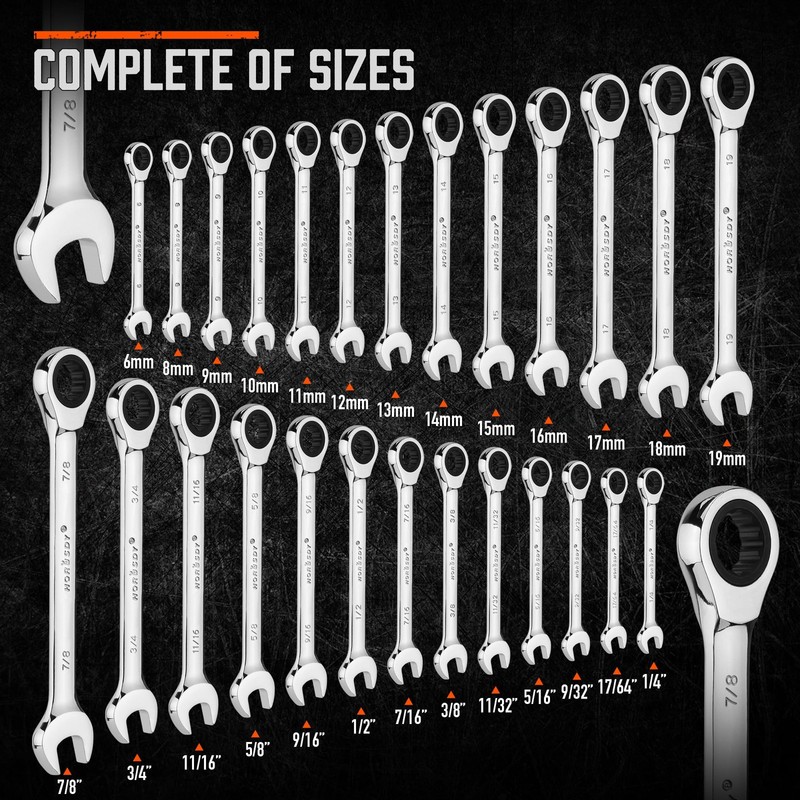 26-Piece Ratcheting Wrench Set | Metric and SAE | Ratchet Combination Wrenche... gallery