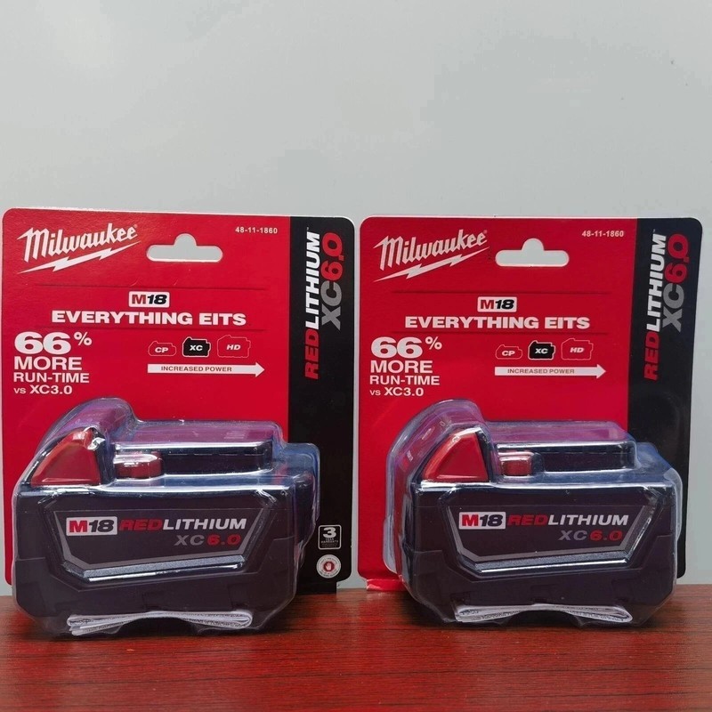 2 Pack New Milwaukee 48-11-1860 M18 HIGH OUTPUT 18V 8Ah XC8.0 Cordless Battery gallery