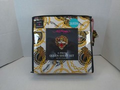 Ed Hardy Six Piece Queen Size Bed Sheet Set Four Pillowcases Incuded