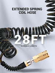 EVOULTES 1/4 In x 28 Ft Polyurethane Recoil Air Hose, Upgraded 28 feet, Black