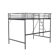 Full Metal Loft Bed Frame for Kids Adults Teens Space-Saving Design Black