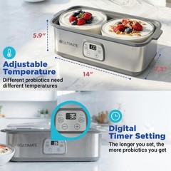 Ultimate Probiotic Yogurt Maker with Adjustable Temperature & Time Control, Open