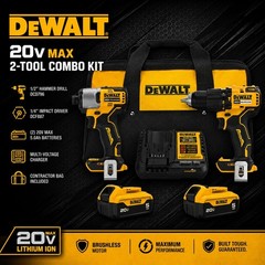 DeWalt DCK203P2 20V MAX XR Hammer Drill Impact Driver Kit w/ 2x 5Ah Batteries