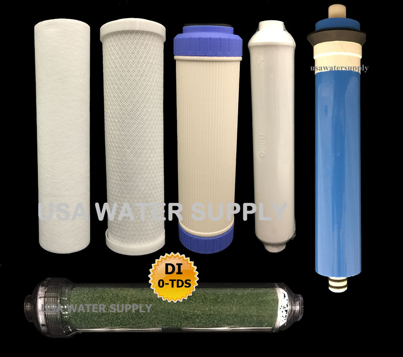 REVERSE OSMOSIS RO/DI 6 FILTERS/MEMBRANE REPLACEMENT 6 PC Set – 150 GPD Membrane