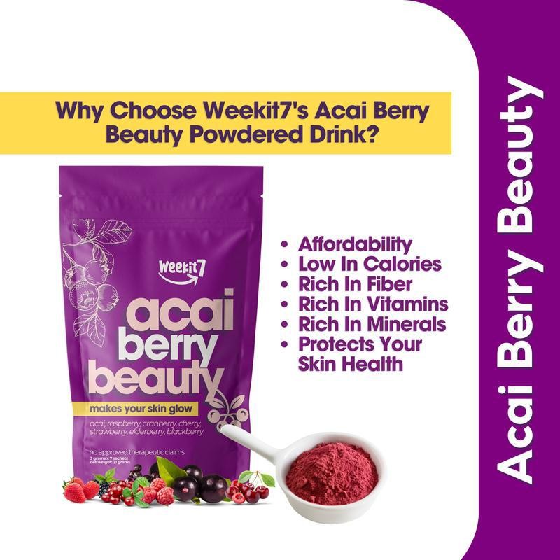 Acai Berry Powder Healthy Beauty Juice Dietary Supplement 7x/ pack 1/ 2 pack