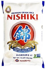 Nishiki Premium Rice, Medium Grain,15 Pound (Pack of 1) Assorted Sizes