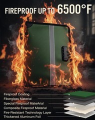 Fireproof Document Holder Lock 1.6×13.8×9.9 In Waterproof Money Bag Zipper