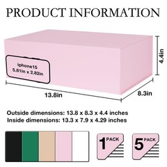 LFBOX Pink Gift Box with Magnetic Lids 13.8×8.3×4.4 1 count (Pack of 5),