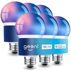 Geeni A19 Smart LED Bulbs 6-Pack | Alexa Google, Color + White Wi-Fi