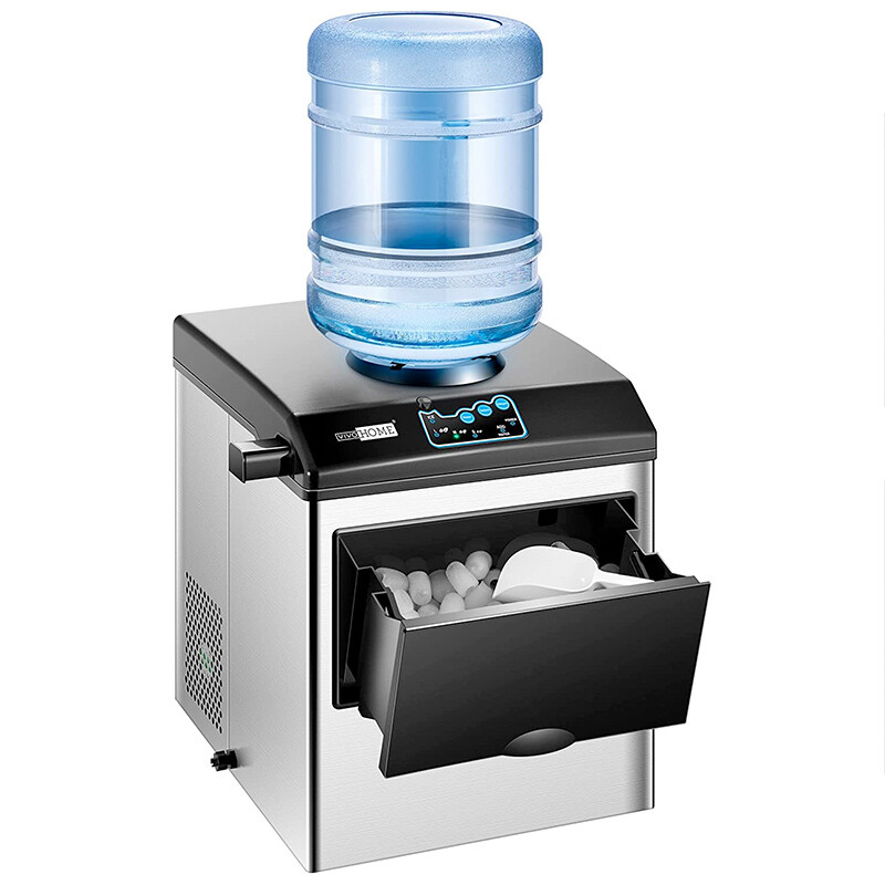 2in1 Electric Countertop Ice Cube Maker 48lbs w/ Water Dispenser Combo Machine