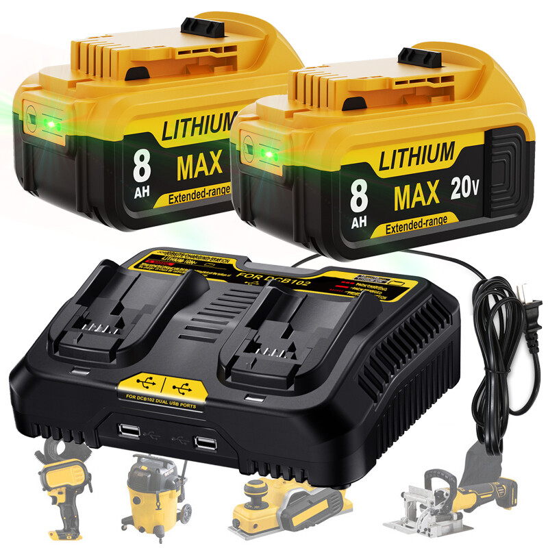 20 Volt for DeWalt 20V Max 6.0AH 8.0AH Lithium Battery / Charger DCB206 DCB205-2