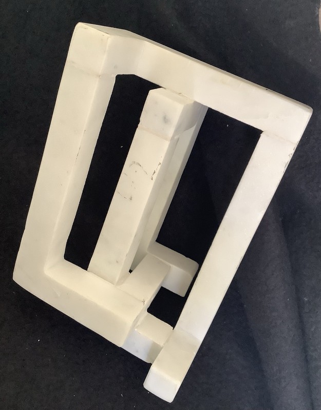 Sagebrook Home White Marble Abstract Modern Sculpture 9”x 6” gallery