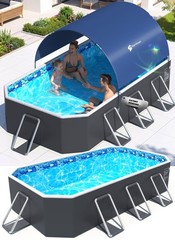 Durable Non Inflatable 90x50x20 Foldable Pool With Canopy For Adults And Kids