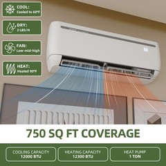 12000 BTU Mini Split Air Conditioner Heat Pump System 17 SEER2 208-230V Wifi