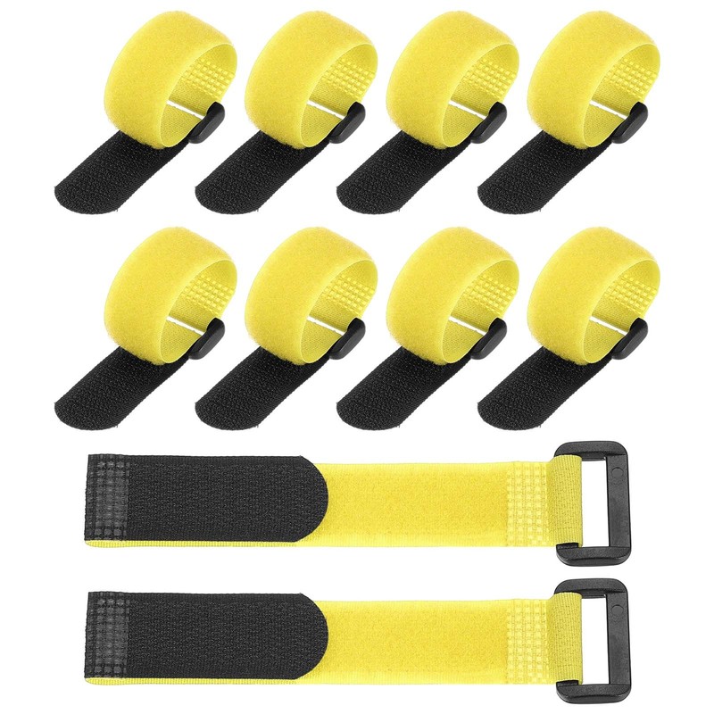 10 Pcs Reusable Cable Ties 6″x0.79″ Adjustable Reusable Hook Straps Yellow