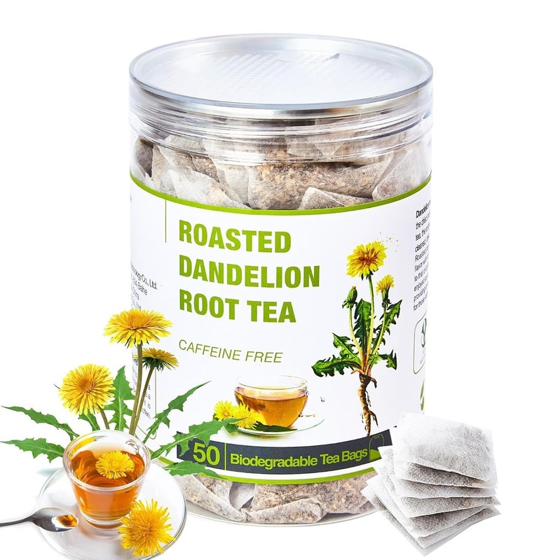 50 Bags Roasted Dandelion Root Tea Bags, 2.5/Bags, Natural Dried Dandelion…