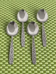 Unknown Manufacturer CORSICAN Stainless 4 Teaspoons Scrolls Black Flatware