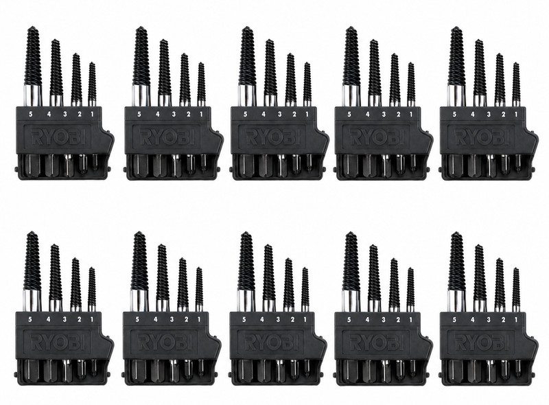 Ryobi A96SE51 Spiral Screw Extractor Set 5-Piece Black New OEM 10 Sets Lot Pack!