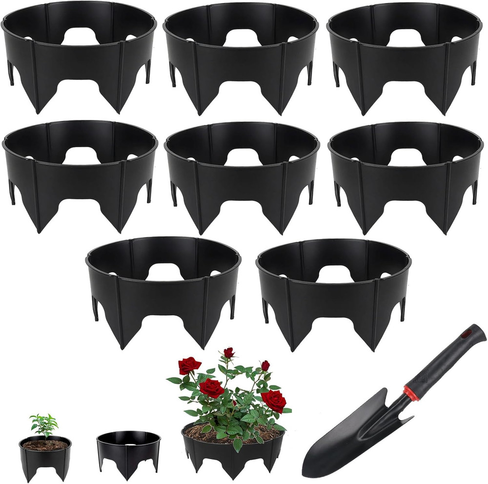 24PCS Planting Grow Rings with Shovel, Diameter Range 8.3-15.7In Adjustable roun