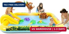 Inflatable Play Center, Inflatable Swimming Pool with Slide, Cartoon Animals Spr