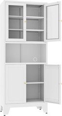 69″ Metal Kitchen Pantry Storage Cabinet With Glass Doors For Kitchen, Office