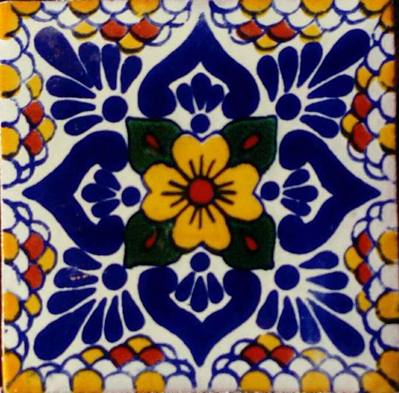 C#118) MEXICAN TILES CERAMIC HAND MADE SPANISH INFLUENCE TALAVERA MOSAIC ART