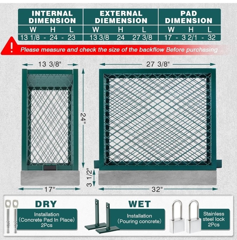 Backflow Preventer Security Cage Enclosure Green Steel Outdoor Cover MorningRo gallery