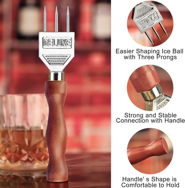 Ice Pick Set of 2 Three Pronged Ice Pick Stainless Steel Ice Pick with Wood H gallery
